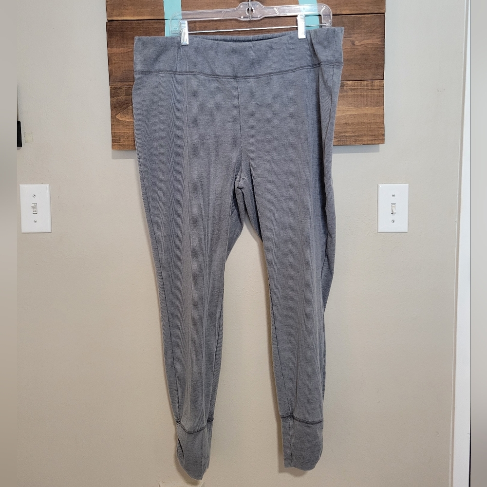 Any Body Gray Ribbed Tapered Scrunch Botton Cozy Pants Size Xl